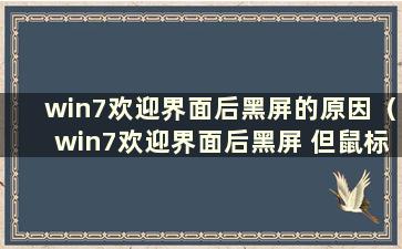 win7欢迎界面后黑屏的原因（win7欢迎界面后黑屏 但鼠标可以移动）